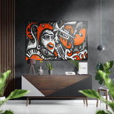 Picasso Style Brushed Aluminium Dibond Wall Art.